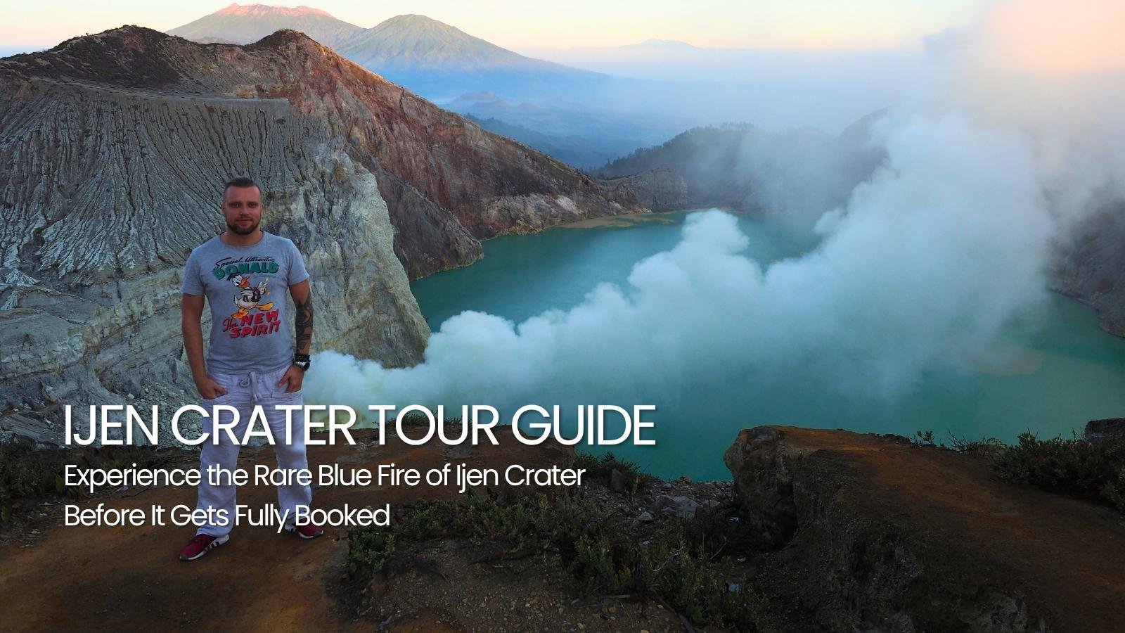 Ijen Crater blue fire phenomenon at night East Java Indonesia