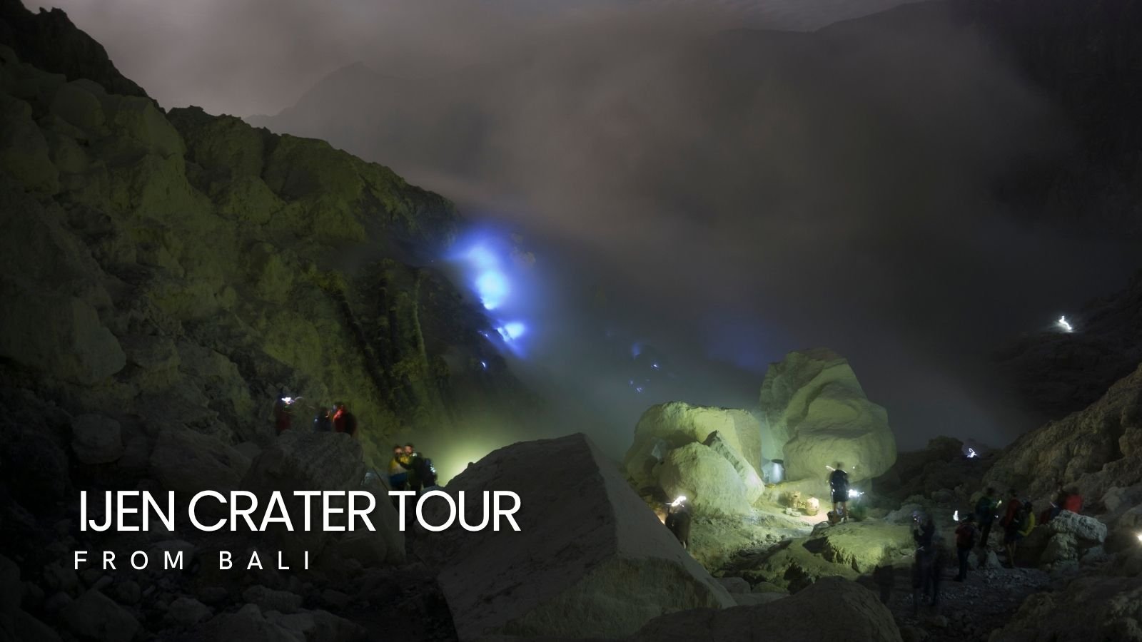 Ijen Crater Tour From Bali private tour experience showing blue fire and sunrise at Kawah Ijen East Java