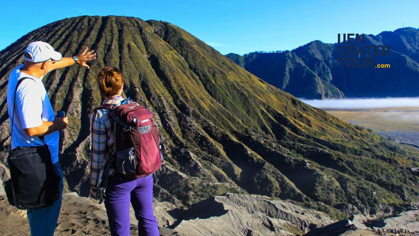 Mount Bromo crater hike during sunrise tour from Surabaya volcano experience East Java Indonesia