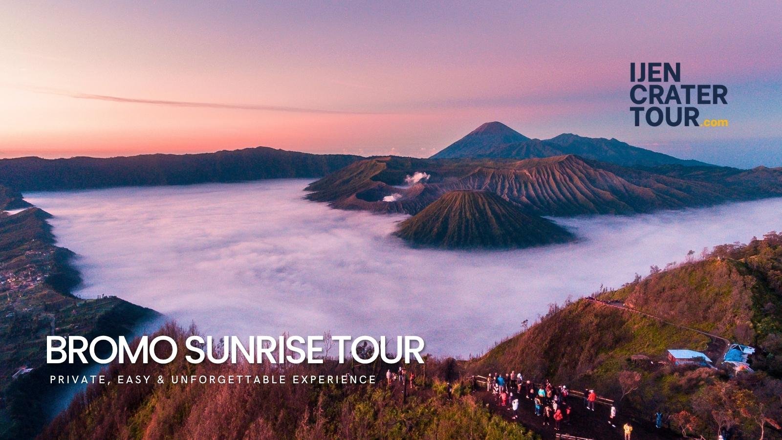 Mount Bromo sunrise tour from Surabaya with golden sunrise view from Penanjakan viewpoint East Java Indonesia