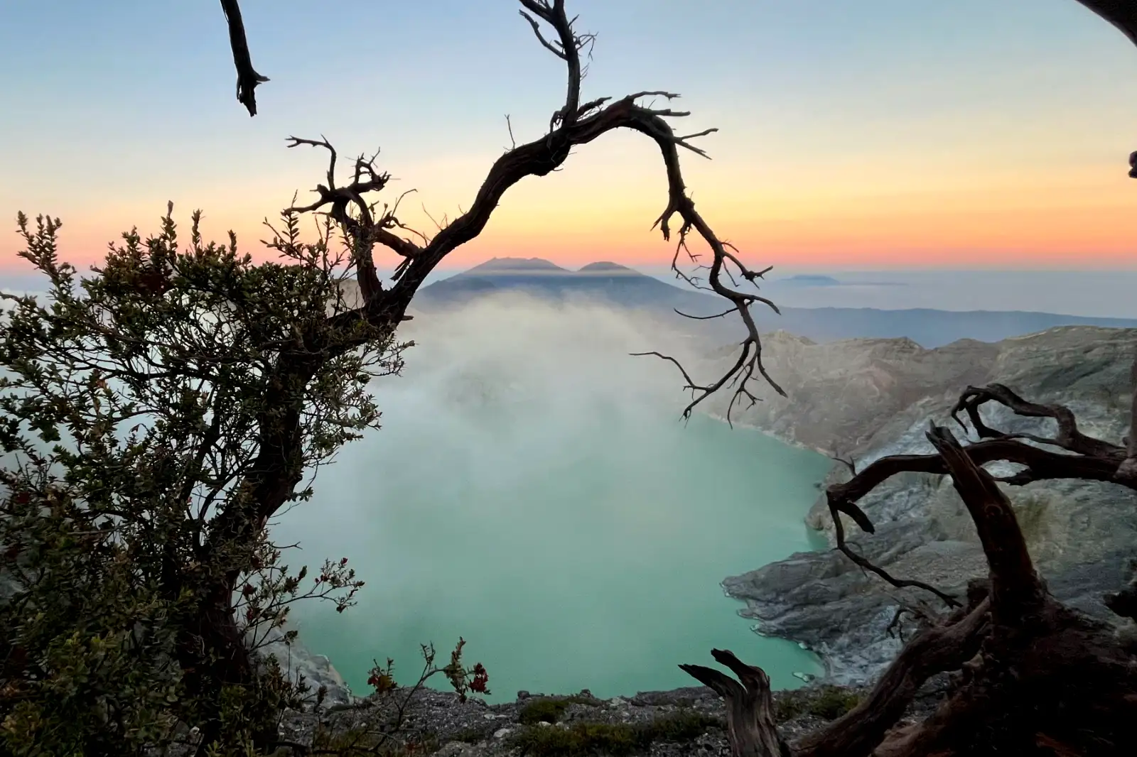 The rare electric blue fire at the bottom of Ijen Crater